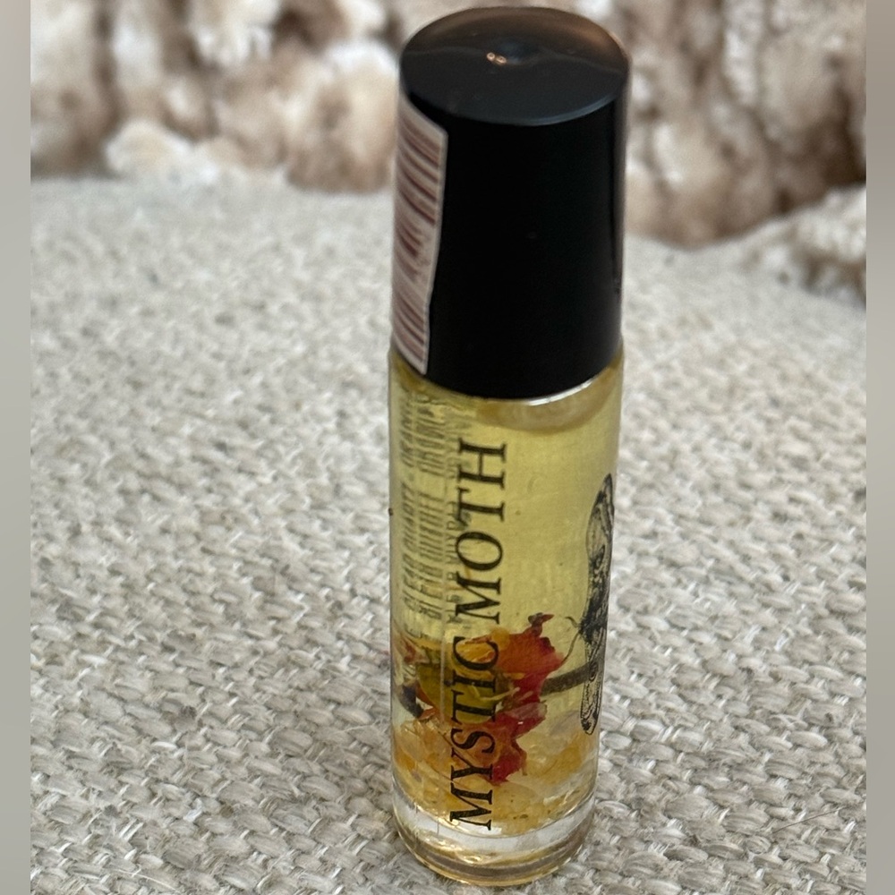 Title:New Mystic Moth Leo Zodiac Perfume Oil Roller Crystal Infused Citrine Oran
